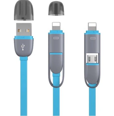 3 FT 2 in 1 Exchangeable Head Multi Cable for Phone & Android/ Micro USB - Tophatter Daily Deals