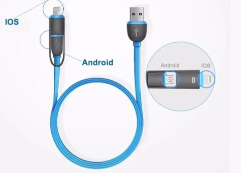 3 FT 2 in 1 Exchangeable Head Multi Cable for Phone & Android/ Micro USB - Tophatter Daily Deals