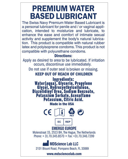 Swiss Navy Water Based Lube - 4 Oz Lubes - Tophatter Daily Deals