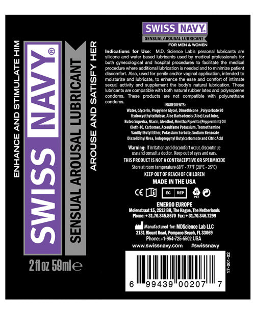Swiss Navy Sensual Arousal Lubricant - 2 Oz Lubes - Tophatter Daily Deals