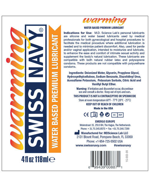 Swiss Navy Warming Water Based Lube - 4 Oz Lubes - Tophatter Daily Deals