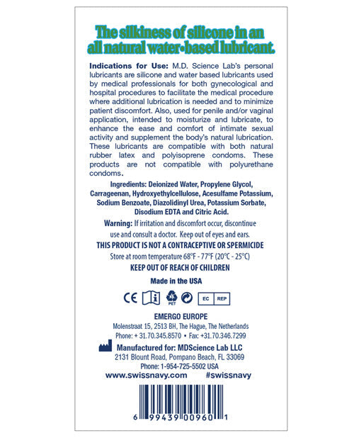 Swiss Navy All Natural Lubricant - 2 Oz Bottle Lubes - Tophatter Daily Deals
