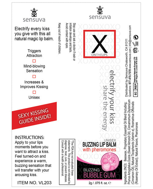 X On The Lips Buzzing Lip Balm W-pheromones - Bubblegum Sexual Enhancers - Tophatter Daily Deals