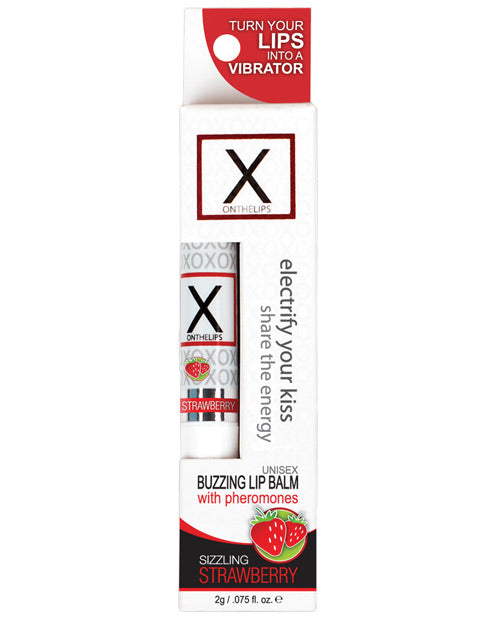 X On The Lips Buzzing Lip Balm W-pheromones - Strawberry Default Title Sexual Enhancers - Tophatter Daily Deals