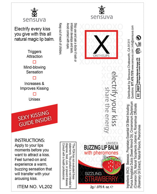 X On The Lips Buzzing Lip Balm W-pheromones - Strawberry Sexual Enhancers - Tophatter Daily Deals