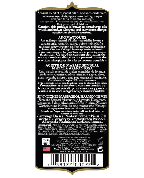 Kama Sutra Aromatic Oil - 8 Oz Harmony Blend Massage Oils, Lotions, Creams And Gels - Tophatter Daily Deals