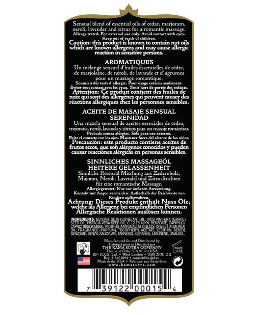 Kama Sutra Aromatic Oil - 8 Oz Serenity Massage Oils, Lotions, Creams And Gels - Tophatter Daily Deals