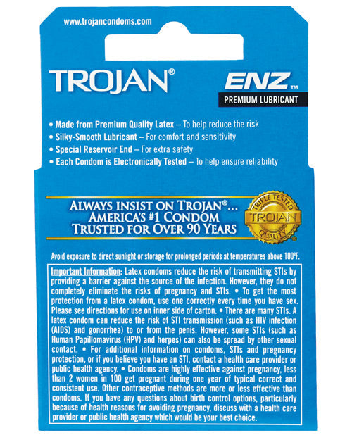Trojan Enz Lubricated Condoms - Box Of 3 Condoms - Tophatter Daily Deals