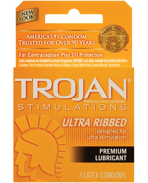 Trojan Ribbed Condoms - Box Of 3 Default Title Condoms - Tophatter Daily Deals