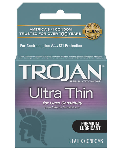 Trojan Ultra Thin Lubricated Condoms - Box Of 3 Default Title Condoms - Tophatter Daily Deals