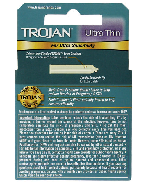 Trojan Ultra Thin Lubricated Condoms - Box Of 3 Condoms - Tophatter Daily Deals