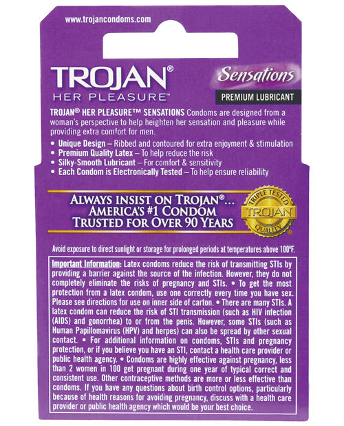 Trojan Her Pleasure Condoms - Box Of 3 Condoms - Tophatter Daily Deals