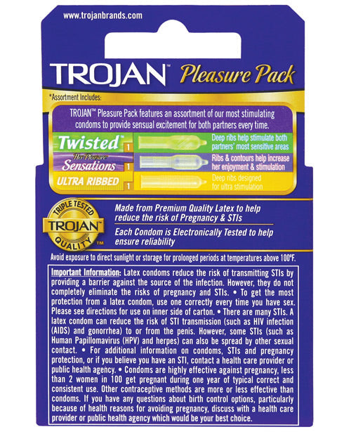 Trojan Pleasure Pack Condoms - Box Of 3 Condoms - Tophatter Daily Deals