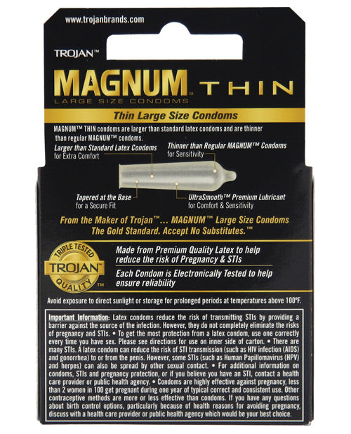 Trojan Magnum Thin Condoms - Box Of 3 Condoms - Tophatter Daily Deals