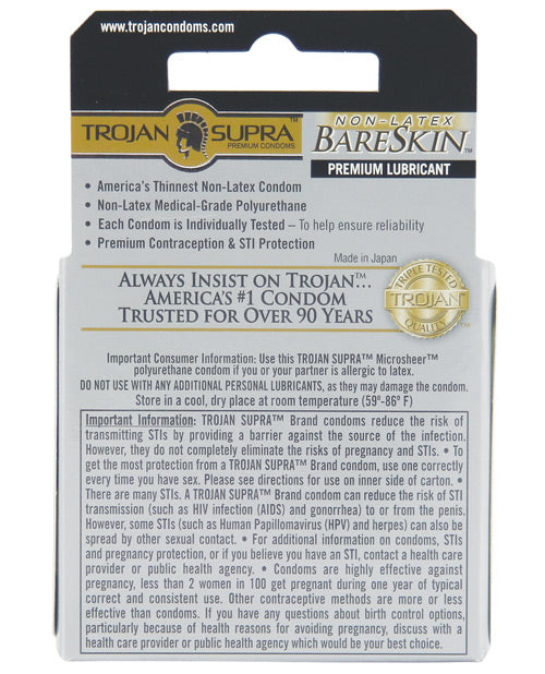 Trojan Supra Ultra-thin Polyurethane Condoms - Box Of 3 Condoms - Tophatter Daily Deals