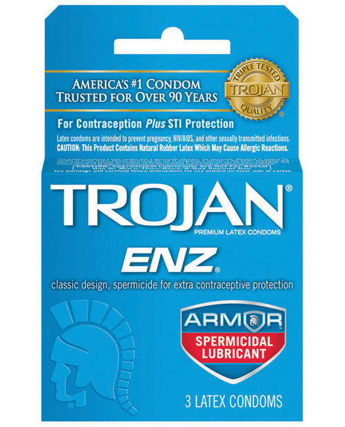 Trojan Enz Spermicidal Lubricated Condoms - Box Of 3 Default Title Condoms - Tophatter Daily Deals