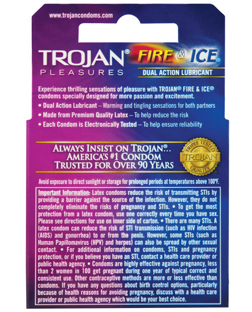 Trojan Fire & Ice Condoms - Box Of 3 Condoms - Tophatter Daily Deals