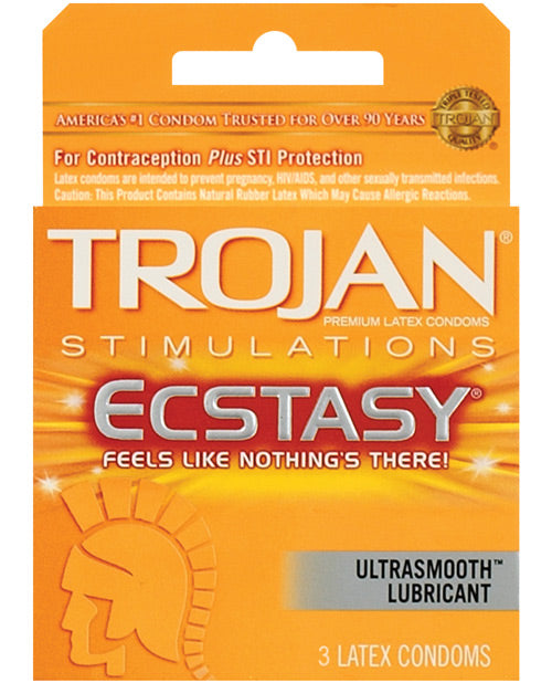 Trojan Ultra Ribbed Ecstasy Condoms - Box Of 3 Default Title Condoms - Tophatter Daily Deals