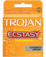 Trojan Ultra Ribbed Ecstasy Condoms - Box Of 3 Default Title Condoms - Tophatter Daily Deals