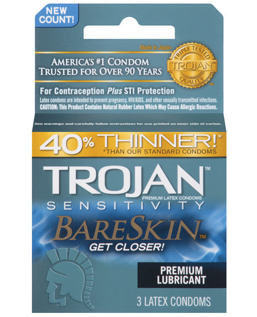 Trojan Bareskin Condoms - Box Of 3 Default Title Condoms - Tophatter Daily Deals