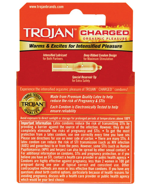 Trojan Intensified Charged Condoms - Box Of 3 Condoms - Tophatter Daily Deals