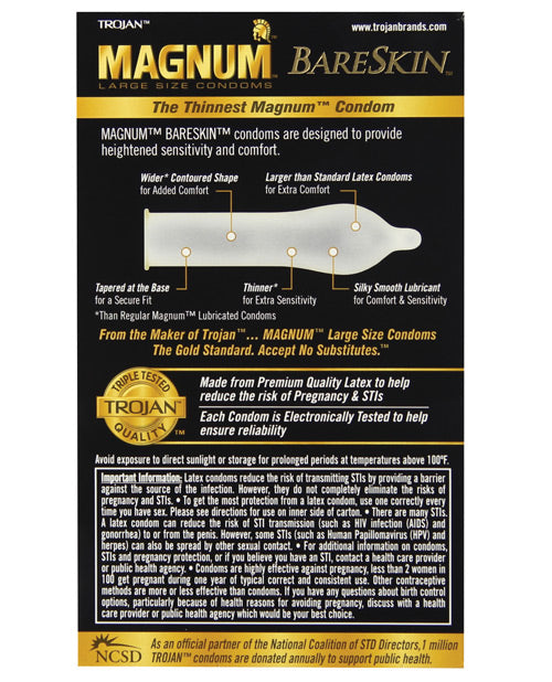 Trojan Magnum Bareskin Condoms - Box Of 10 Condoms - Tophatter Daily Deals