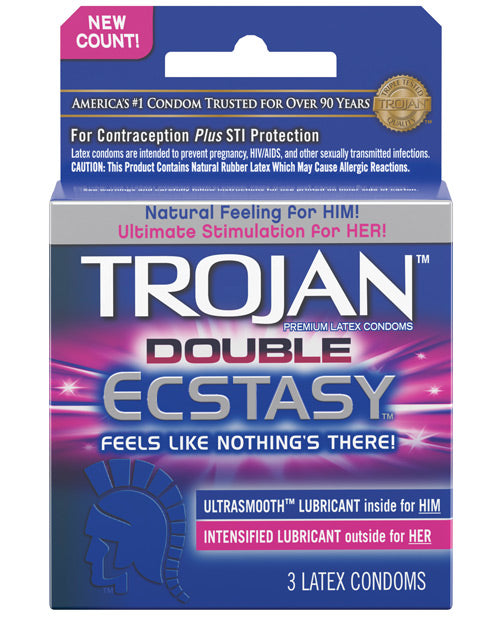 Trojan Double Ecstasy Condom - Box Of 3 Default Title Condoms - Tophatter Daily Deals