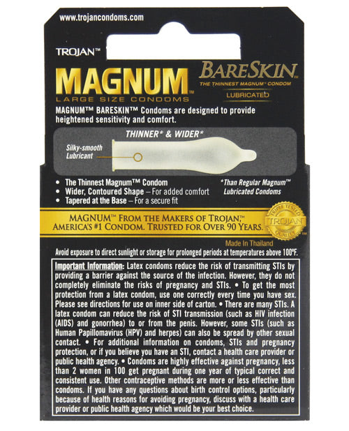 Trojan Magnum Bareskin Condoms - Pack Of 3 Condoms - Tophatter Daily Deals