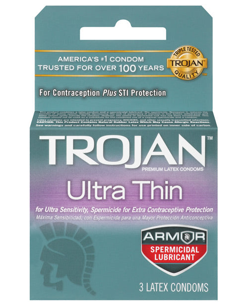 Trojan Ultra Thin Armor Spermicidal - Box Of 3 Default Title Condoms - Tophatter Daily Deals