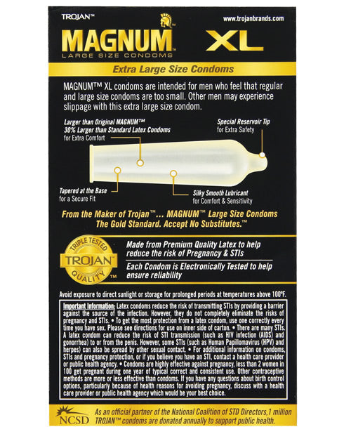 Trojan Magnum Xl Lubricated Condom - Box Of 12 Condoms - Tophatter Daily Deals