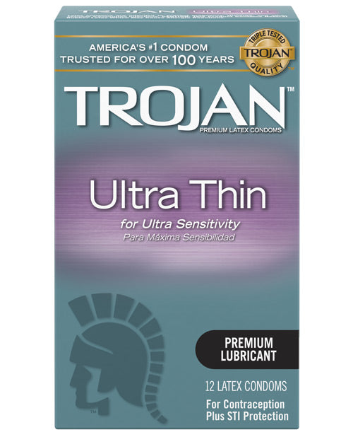 Trojan Ultra Thin Condoms - Box Of 12 Default Title Condoms - Tophatter Daily Deals