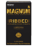 Trojan Magnum Ribbed Condoms - Box Of 12 Default Title Condoms - Tophatter Daily Deals