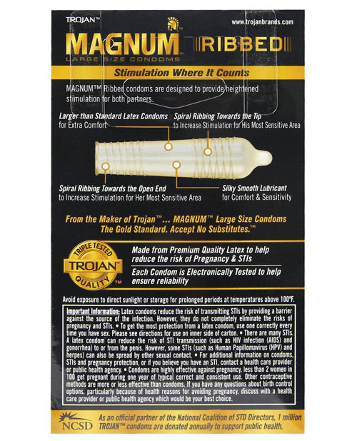 Trojan Magnum Ribbed Condoms - Box Of 12 Condoms - Tophatter Daily Deals