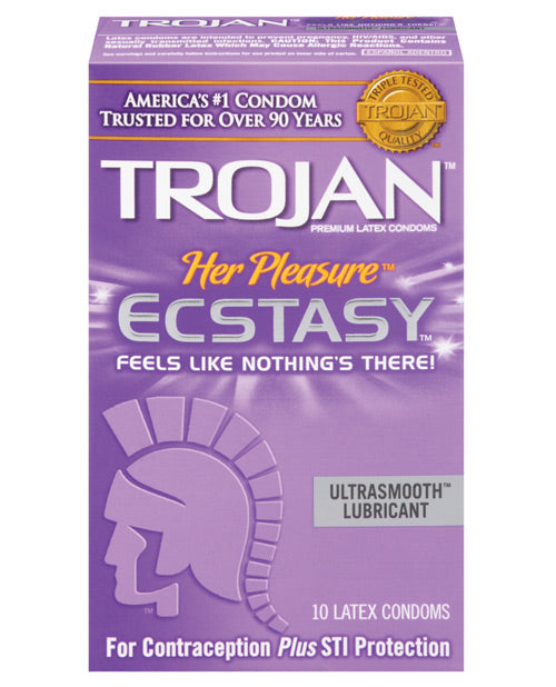 Trojan Her Pleasure Ecstasy Condoms - Box Of 10 Default Title Condoms - Tophatter Daily Deals