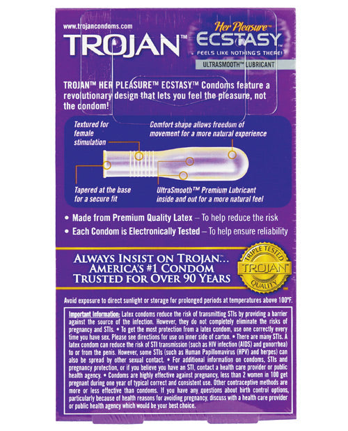 Trojan Her Pleasure Ecstasy Condoms - Box Of 10 Condoms - Tophatter Daily Deals