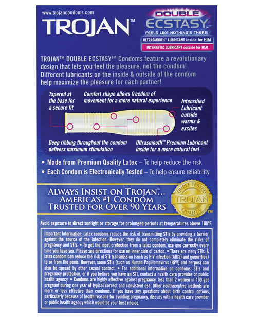 Trojan Double Ecstasy Condoms - Box Of 10 Condoms - Tophatter Daily Deals
