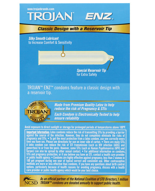 Trojan Enz Lubricated Condoms - Box Of 12 Condoms - Tophatter Daily Deals