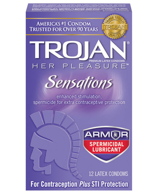 Trojan Her Pleasure Spermicidal Lubricant Condoms - Box Of 12 Default Title Condoms - Tophatter Daily Deals