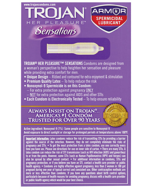 Trojan Her Pleasure Spermicidal Lubricant Condoms - Box Of 12 Condoms - Tophatter Daily Deals