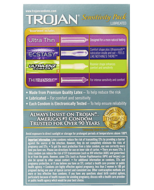 Trojan Sensitivity Pack Condoms - Box Of 10 Condoms - Tophatter Daily Deals