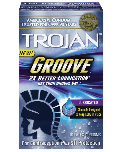 Trojan Groove Lubricated Condoms - Box Of 10 Default Title Condoms - Tophatter Daily Deals