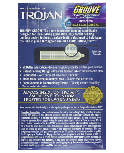 Trojan Groove Lubricated Condoms - Box Of 10 Condoms - Tophatter Daily Deals