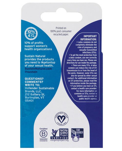 Sustain Condoms Comfort Fit - Pack Of 3 Condoms - Tophatter Daily Deals