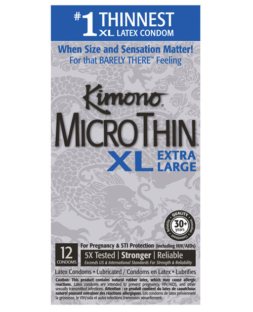 Kimono Micro Thin Xl Extra Large Condom - Box Of 12 Default Title Condoms - Tophatter Daily Deals