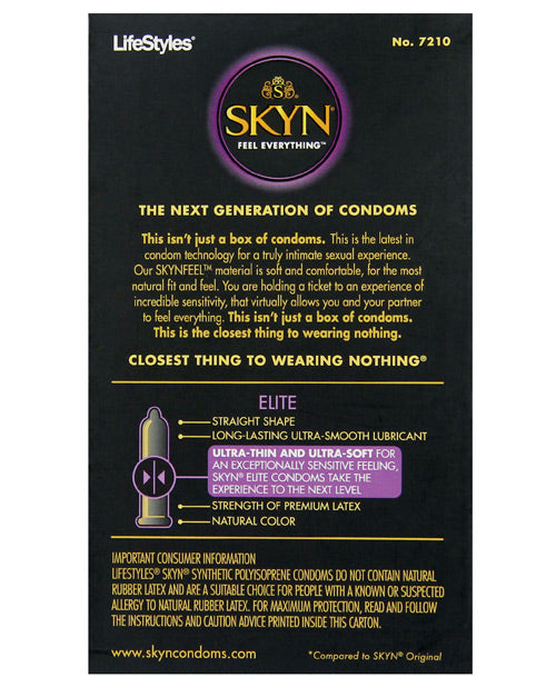 Lifestyles Skyn Elite Ultra Thin Condoms - Pack Of 10 Condoms - Tophatter Daily Deals