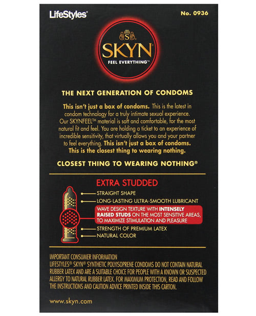 Lifestyles Skyn's Extra Studded Condom - Box Of 10 Condoms - Tophatter Daily Deals