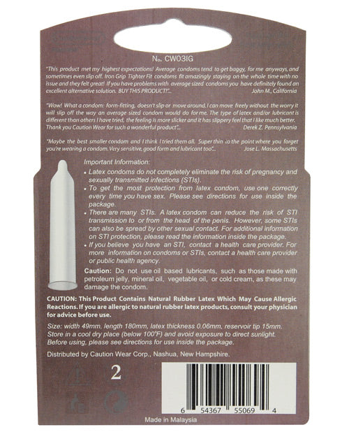 Caution Wear Iron Grip Snug Fit - Pack Of 3 Condoms - Tophatter Daily Deals
