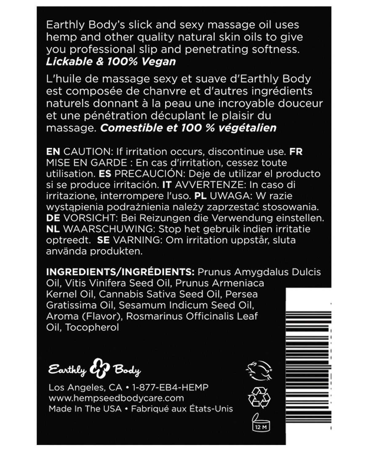 Earthly Body Edible Massage Oil - 8 Oz Mango Massage Oils, Lotions, Creams And Gels - Tophatter Daily Deals