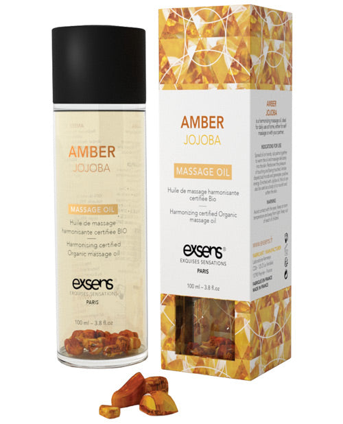 Exsens Of Paris Organic Massage Oil W-crystals - Amber Jojoba Default Title Massage Oils, Lotions, Creams And Gels - Tophatter Daily Deals