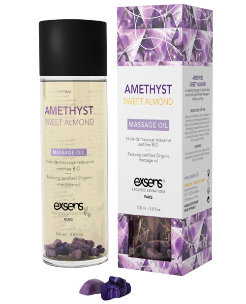 Exsens Of Paris Organic Massage Oil W-stones - Amethyst Sweet Almond Default Title Massage Oils, Lotions, Creams And Gels - Tophatter Daily Deals